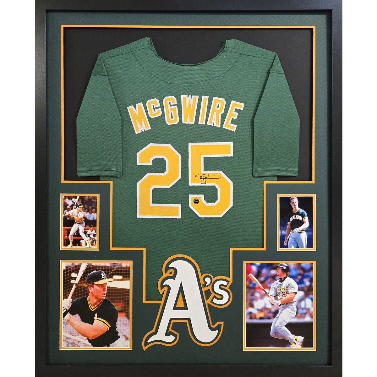 Mark McGwire Signed Framed Green Jersey COA Autographed Athletics