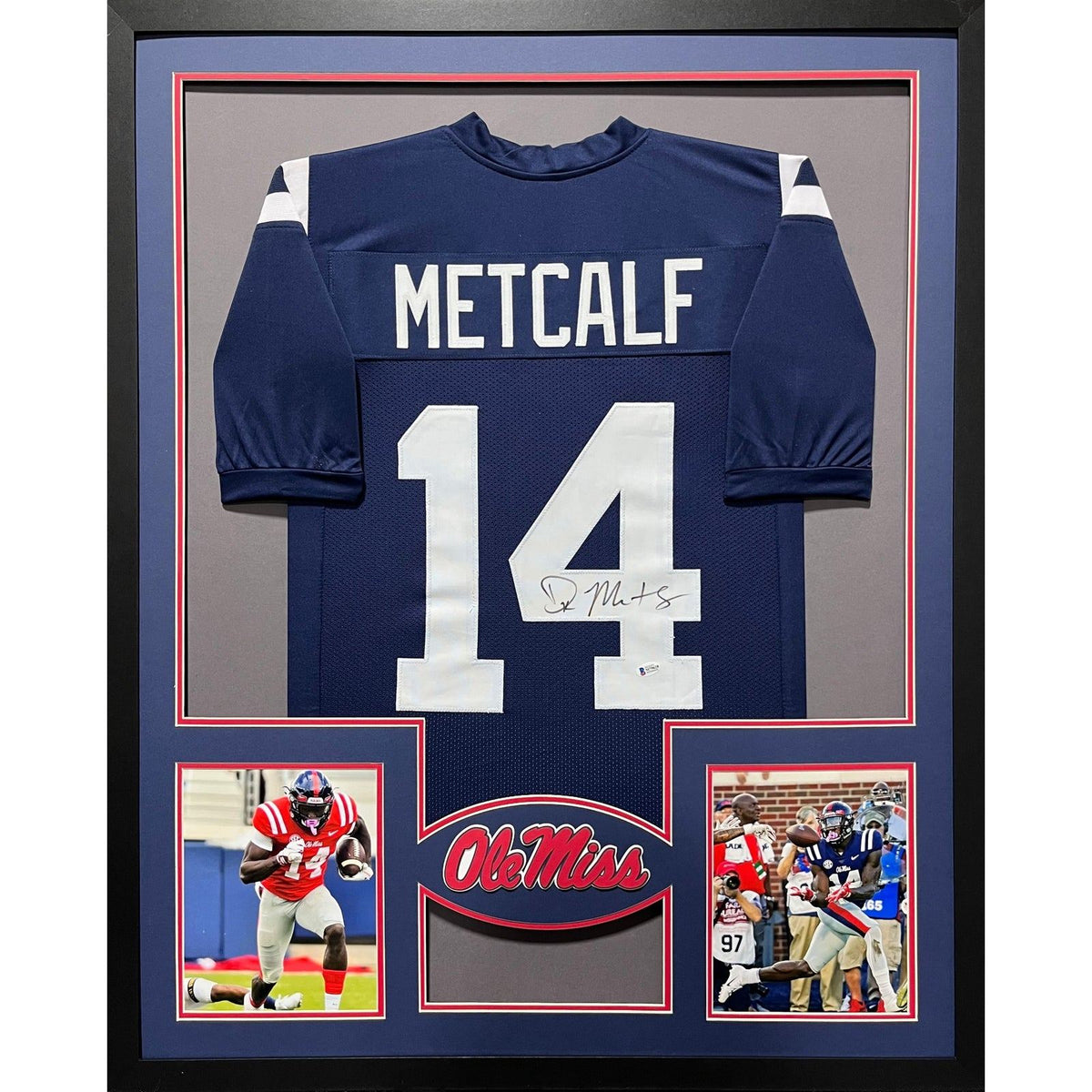 D.K. Metcalf Framed Jersey Beckett COA Autographed Signed Ole Miss DK