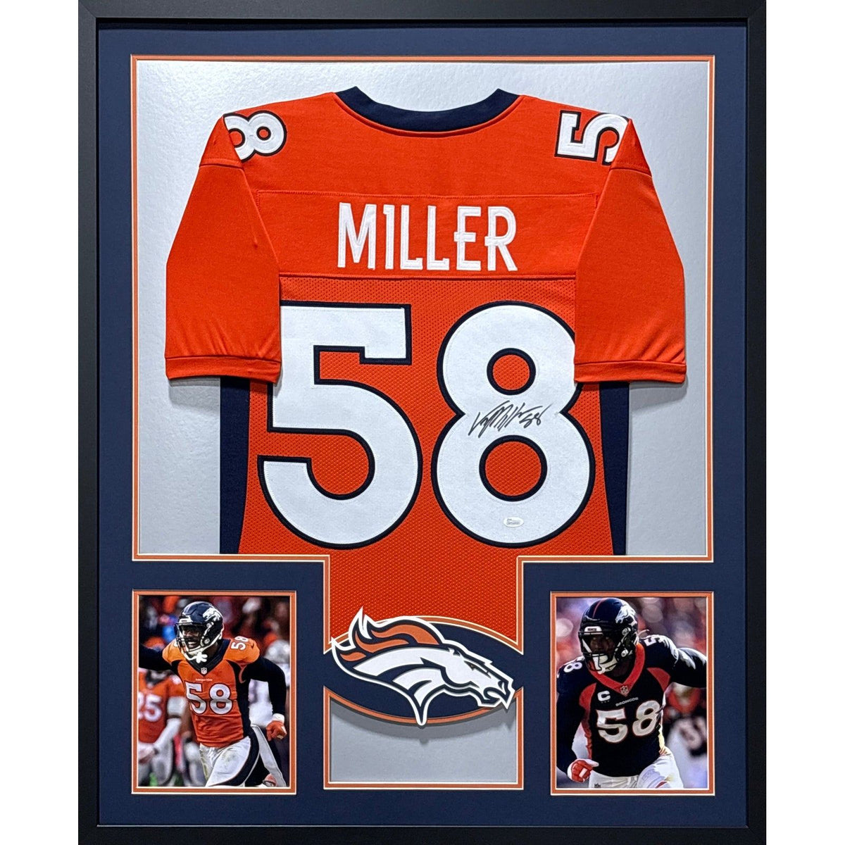 Von Miller Framed Orange Jersey Beckett Autographed Signed Denver Broncos