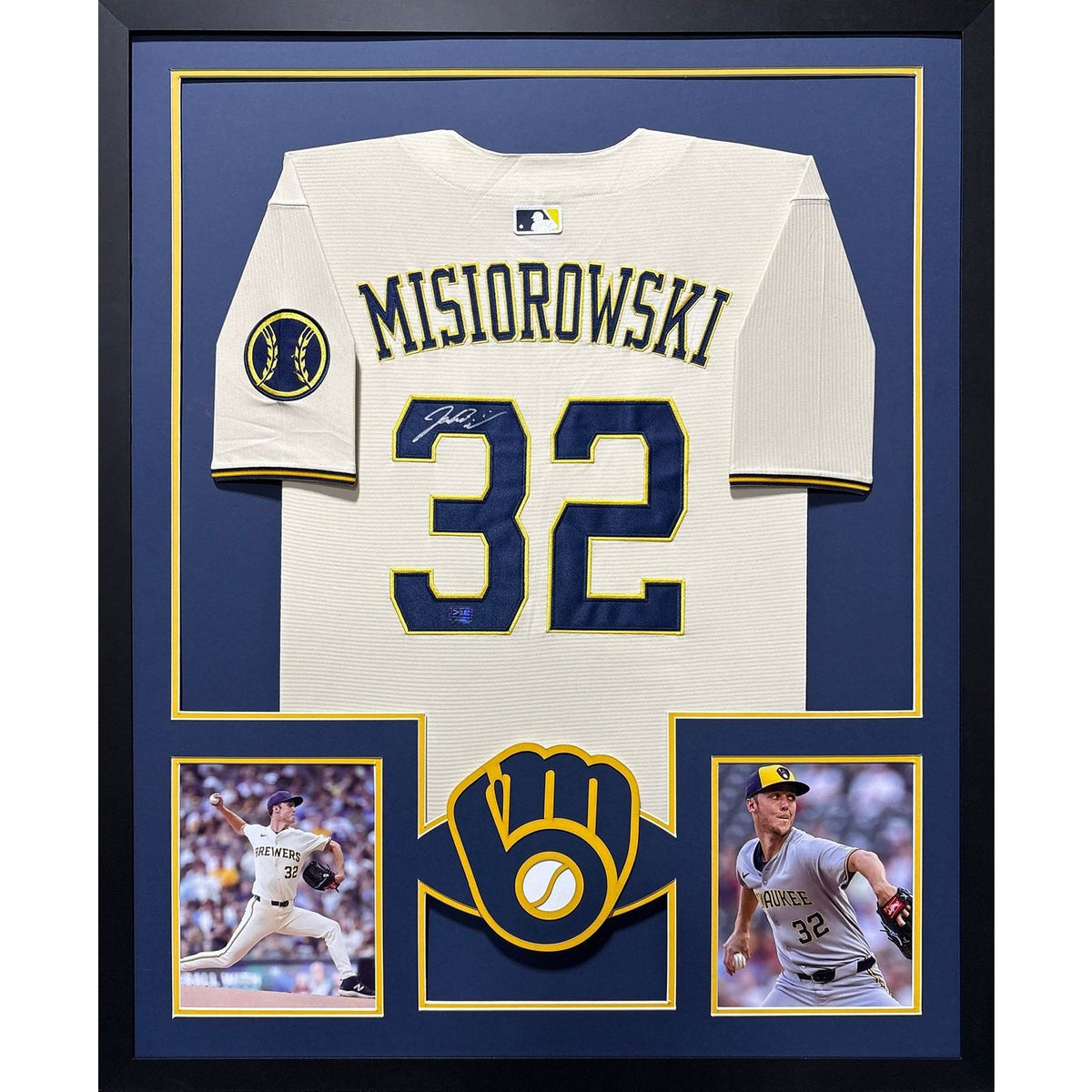 Jacob Misiorowski Framed Signed Cream Jersey PROVA COA Autographed Brewers