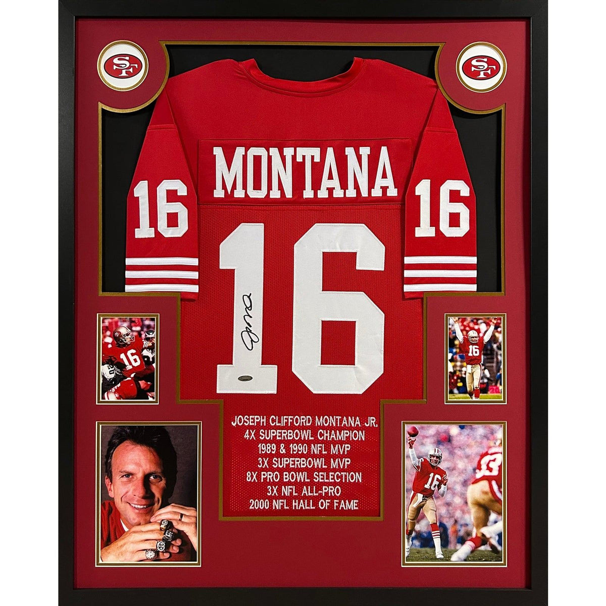 Joe Montana Framed Stat Red Jersey Tristar Autographed Signed San Fran 49ers