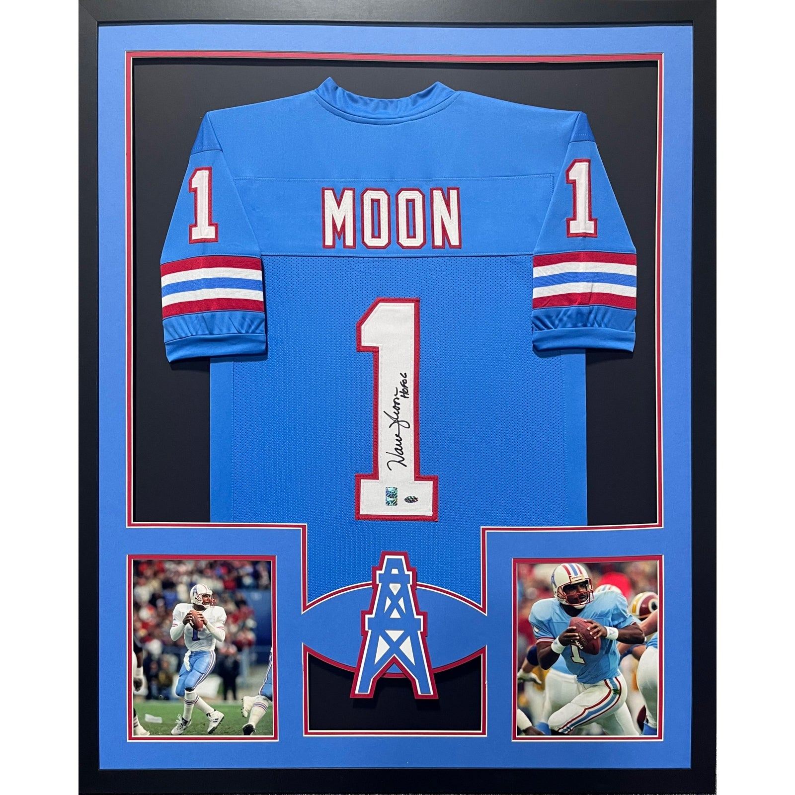 Warren Moon Framed Signed Jersey MOON COA Autographed Houston Oilers