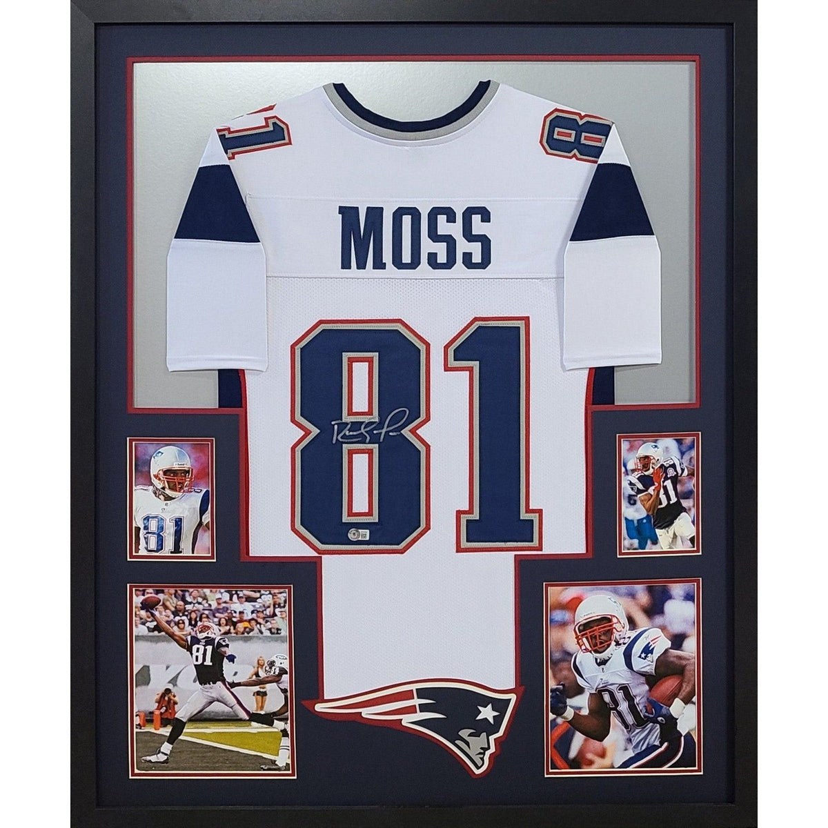 Randy Moss Framed White Jersey Beckett Autographed Signed New England Patriots