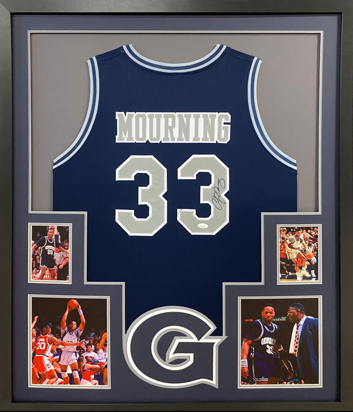 Alonzo Mourning Signed Framed Jersey JSA Autographed Georgetown GU