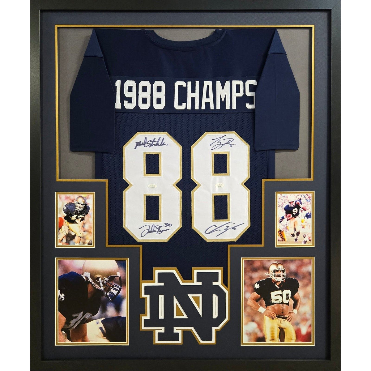 Notre Dame Championship Framed Signed Jersey JSA Autographed Zorich Rice