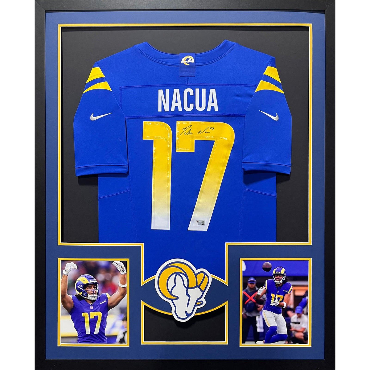 Puka Nacua Framed Signed Blue Jersey Fanatics Autographed Los Angeles Rams