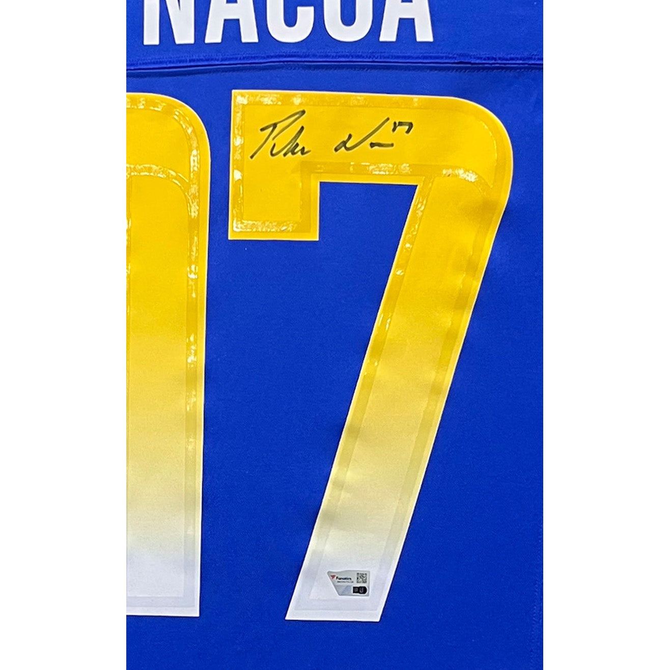 Puka Nacua Framed Signed Blue Jersey Fanatics Autographed Los Angeles Rams