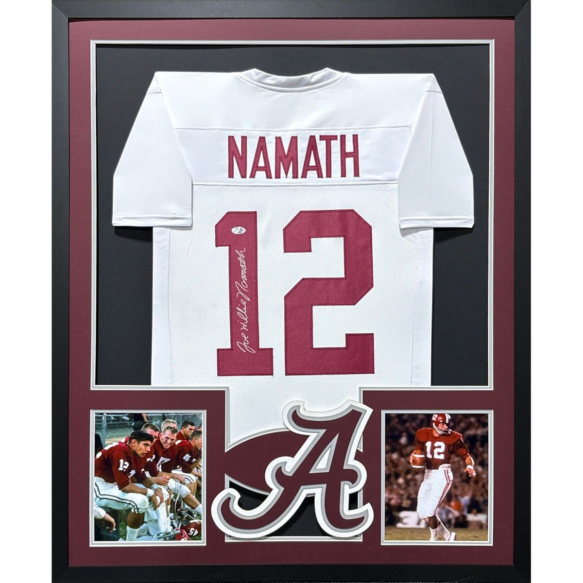Joe Namath Framed Alabama Signed White Jersey Beckett Autographed