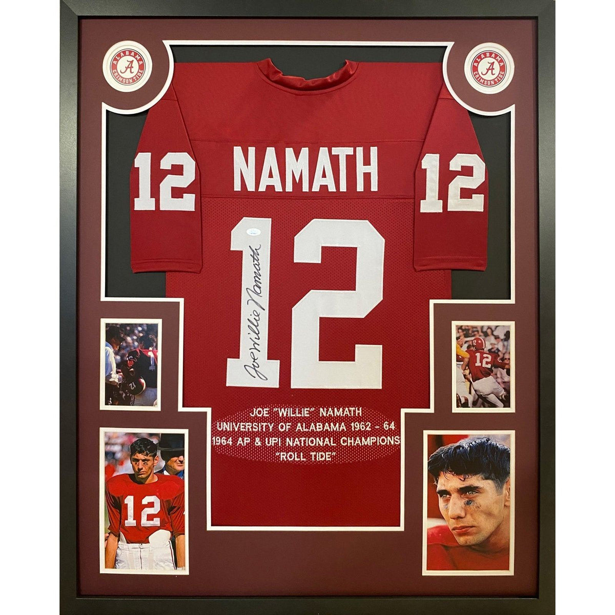 Joe Namath Framed Stat Jersey JSA Autographed Signed Alabama Jets