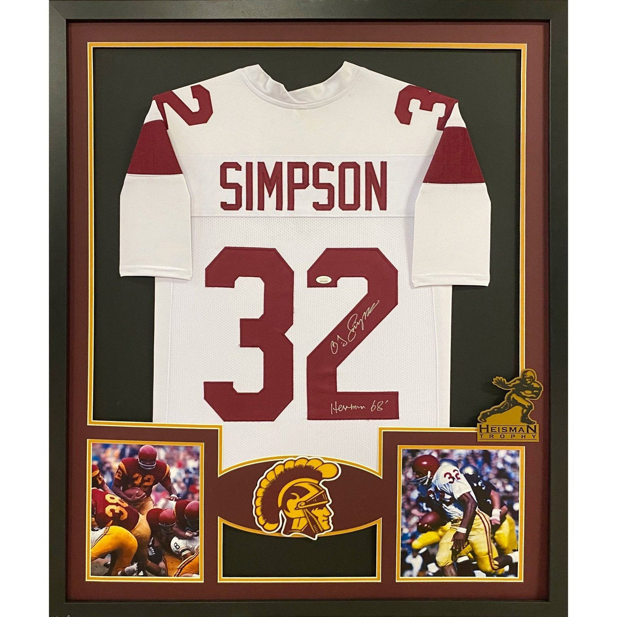 OJ Simpson Framed White Jersey JSA Autographed Signed USC O.J.
