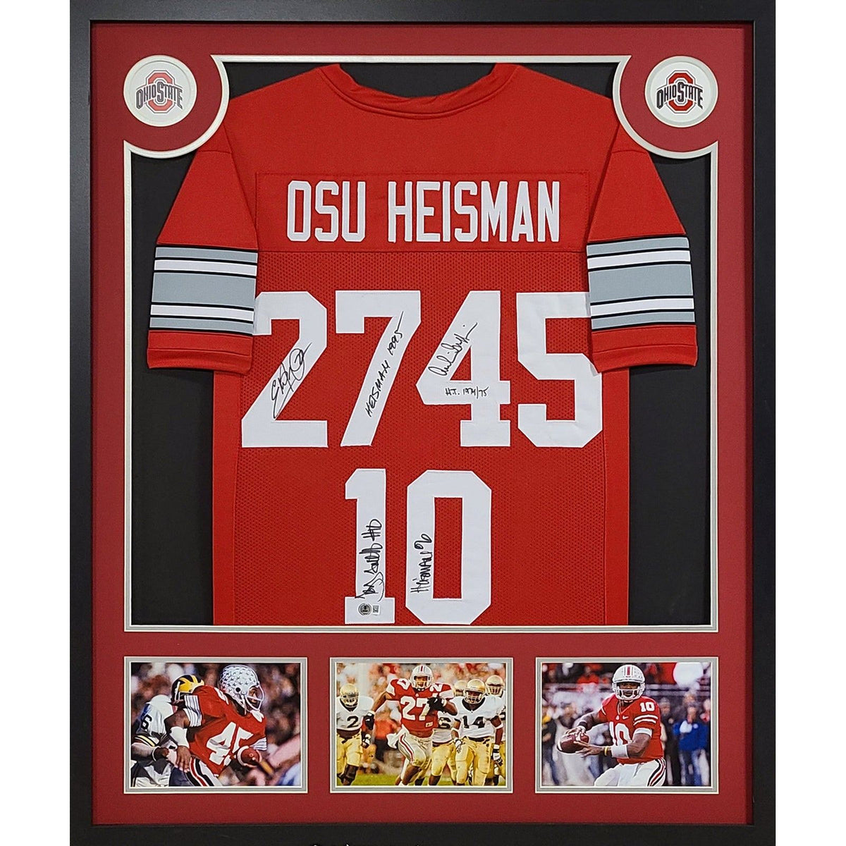 Ohio State Heisman Winners Framed Signed Jersey Beckett Autographed OSU