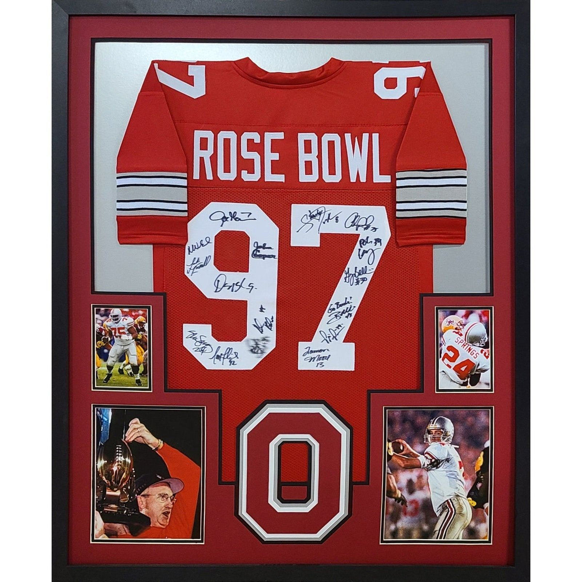 Ohio State 1997 Rose Bowl Signed Framed Jersey OSG COA Autographed OSU