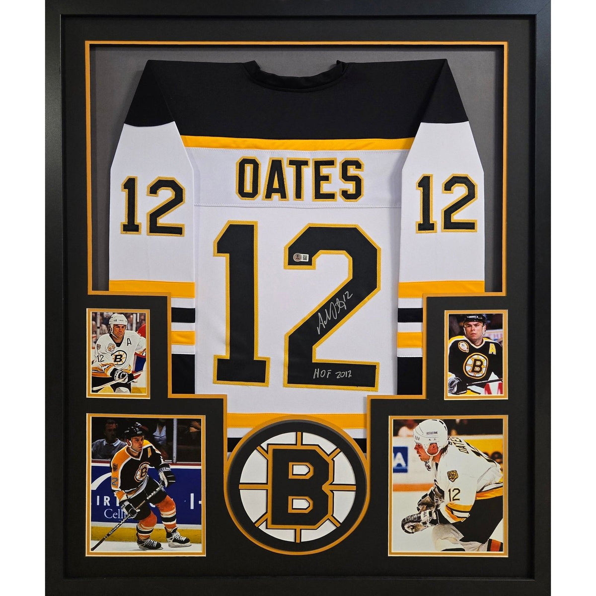 Adam Oates Signed Framed White Jersey Boston Bruins Beckett Autographed