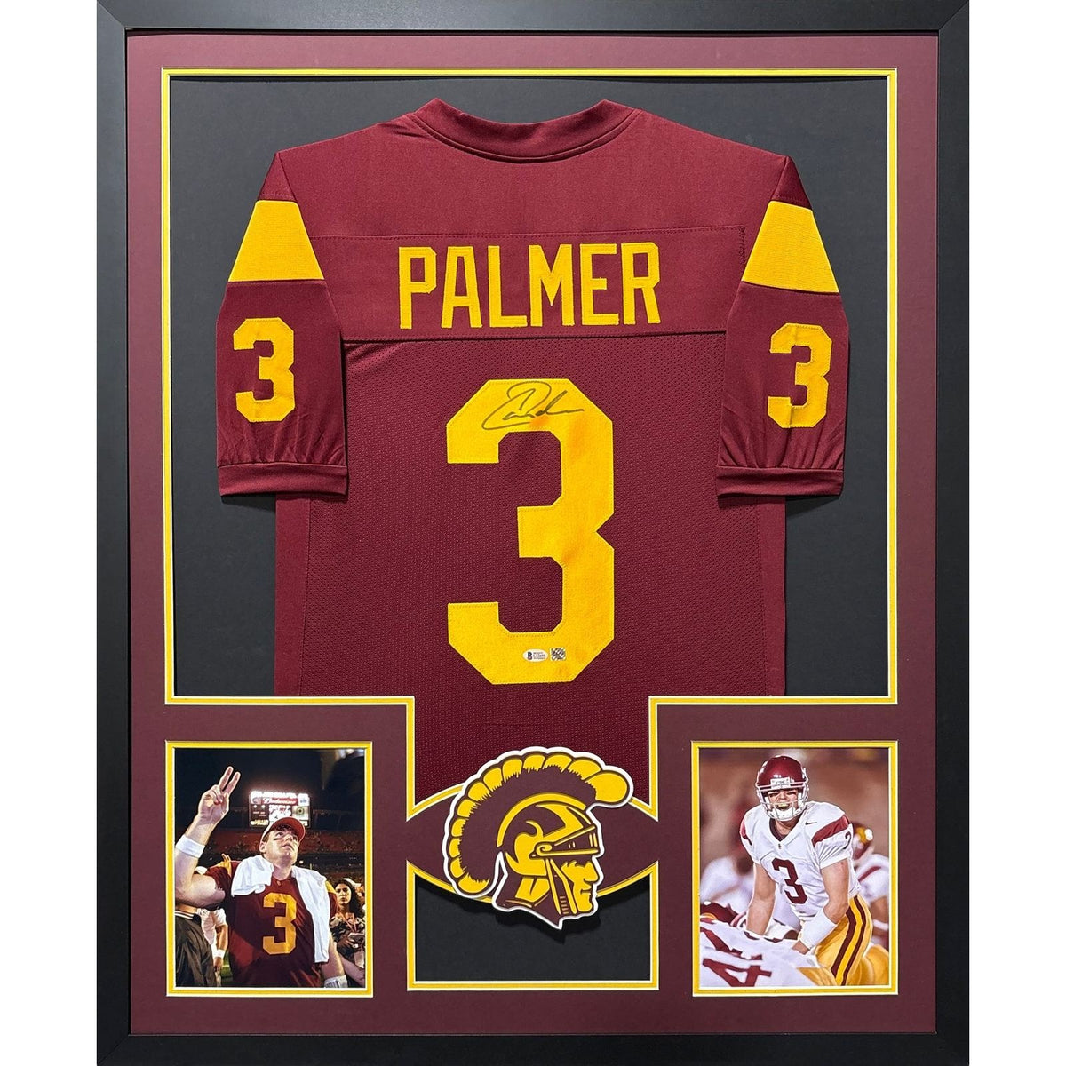 Carson Palmer Signed Framed Maroon Jersey Beckett Autographed USC