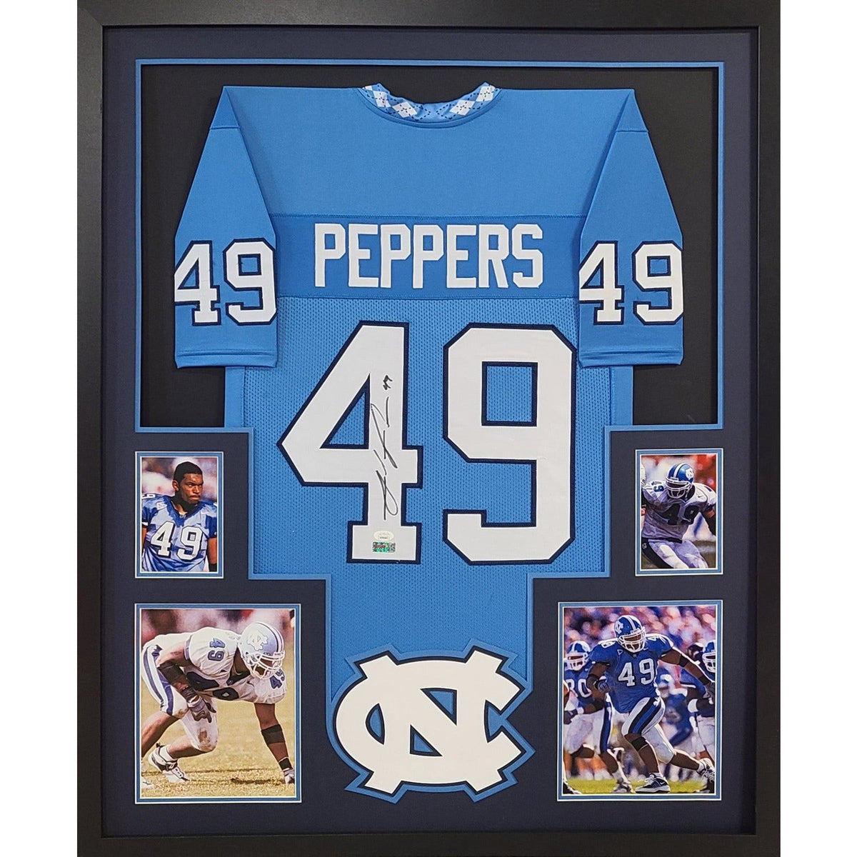 Julius Peppers Signed Framed Jersey Autographed UNC North Carolina JSA