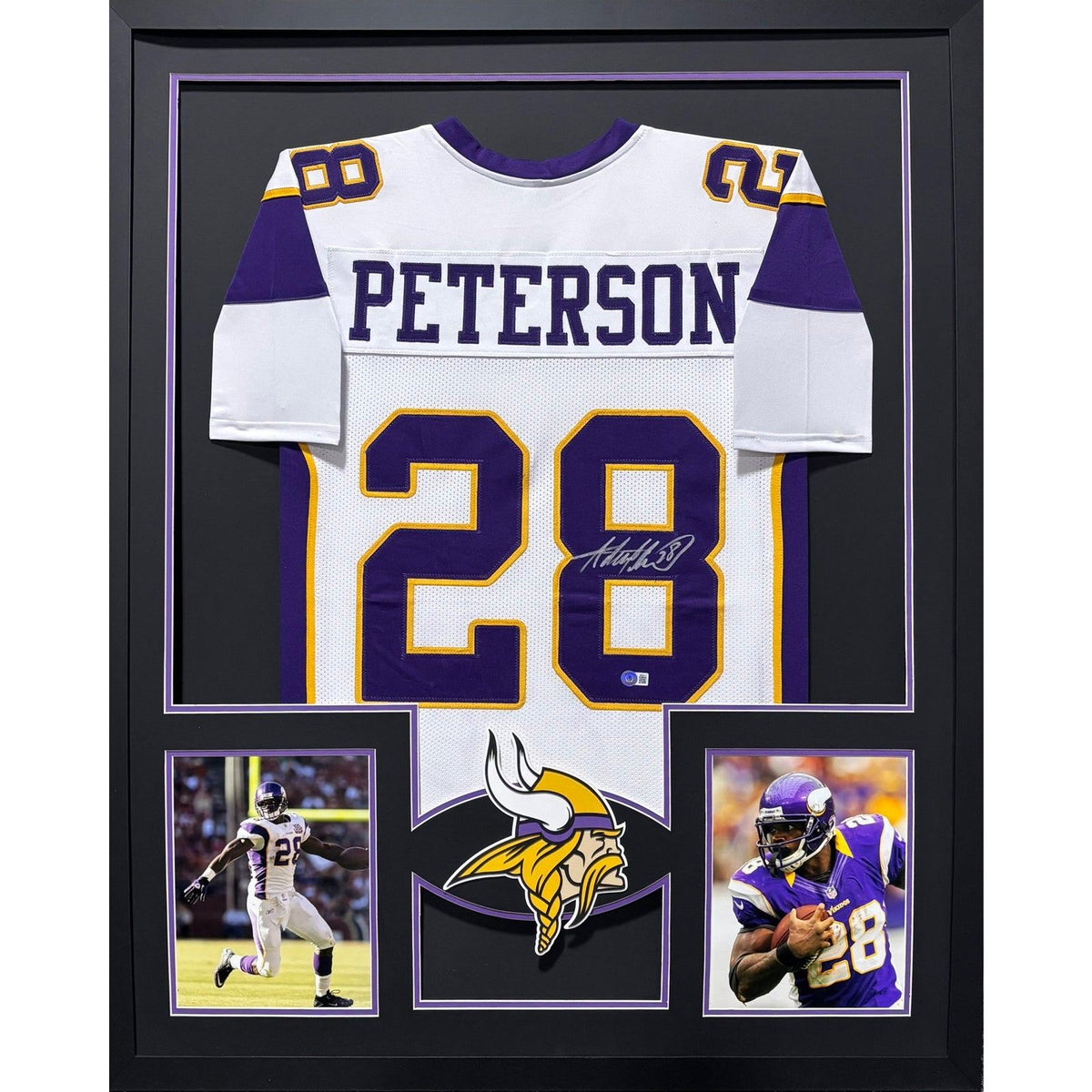 Adrian Peterson Signed Framed White Jersey Beckett Autographed Vikings