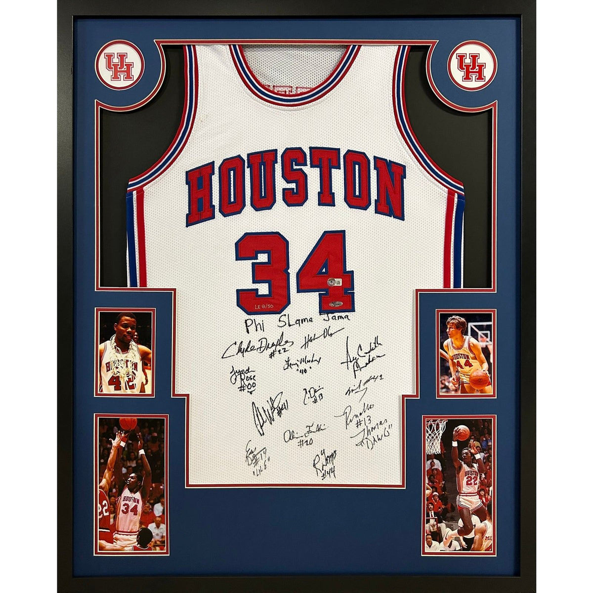 Phi Slama Jama Framed Jersey Beckett Autographed Signed Houston Cougars