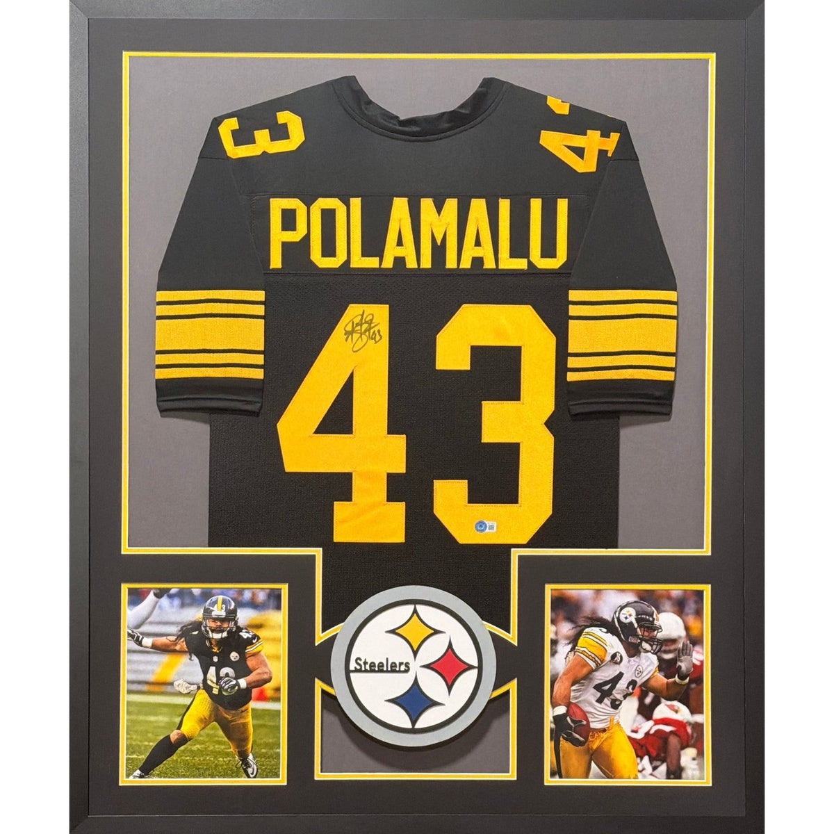 Troy Polamalu Signed Framed Jersey Beckett Autographed Pittsburgh Steelers CR