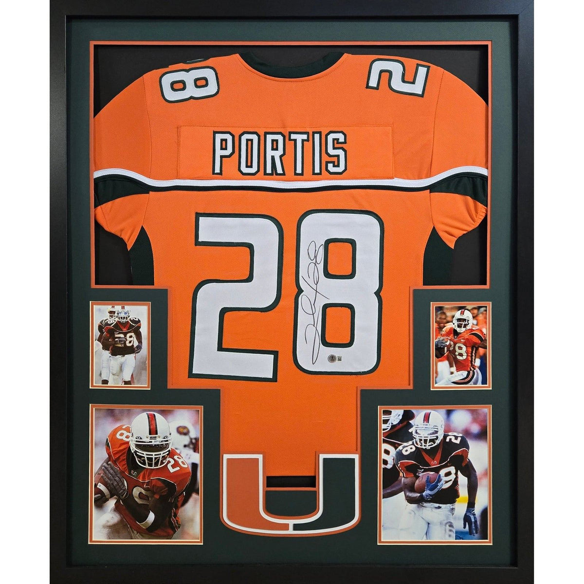 Clinton Portis Framed Signed Jersey Beckett Autographed Miami Hurricanes
