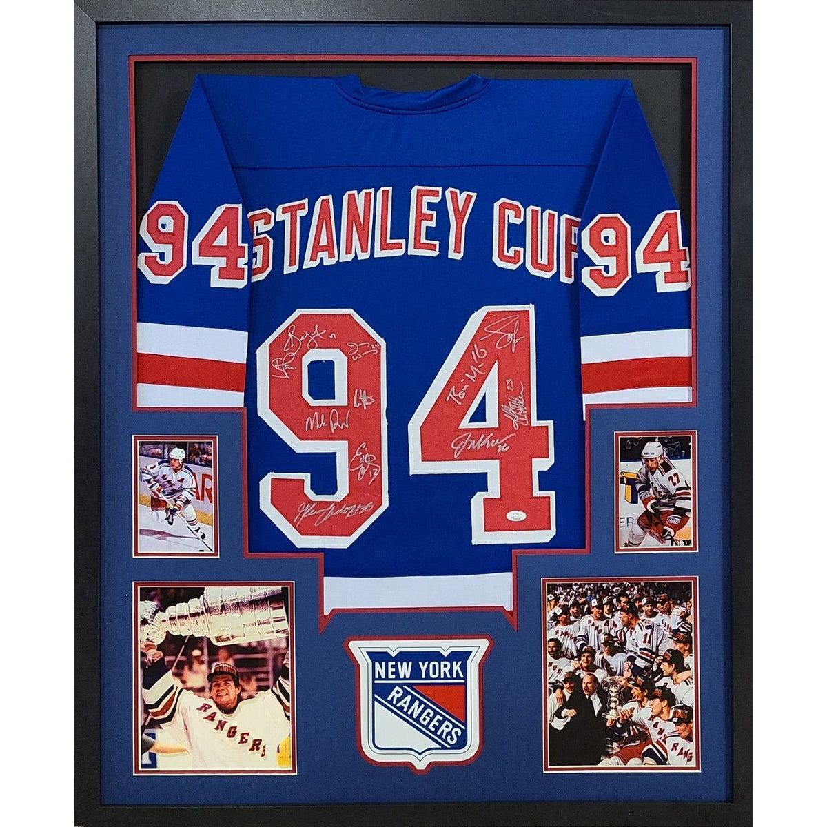 New York Rangers 1994 Team Signed Framed Jersey JSA Autographed Stanley Cup