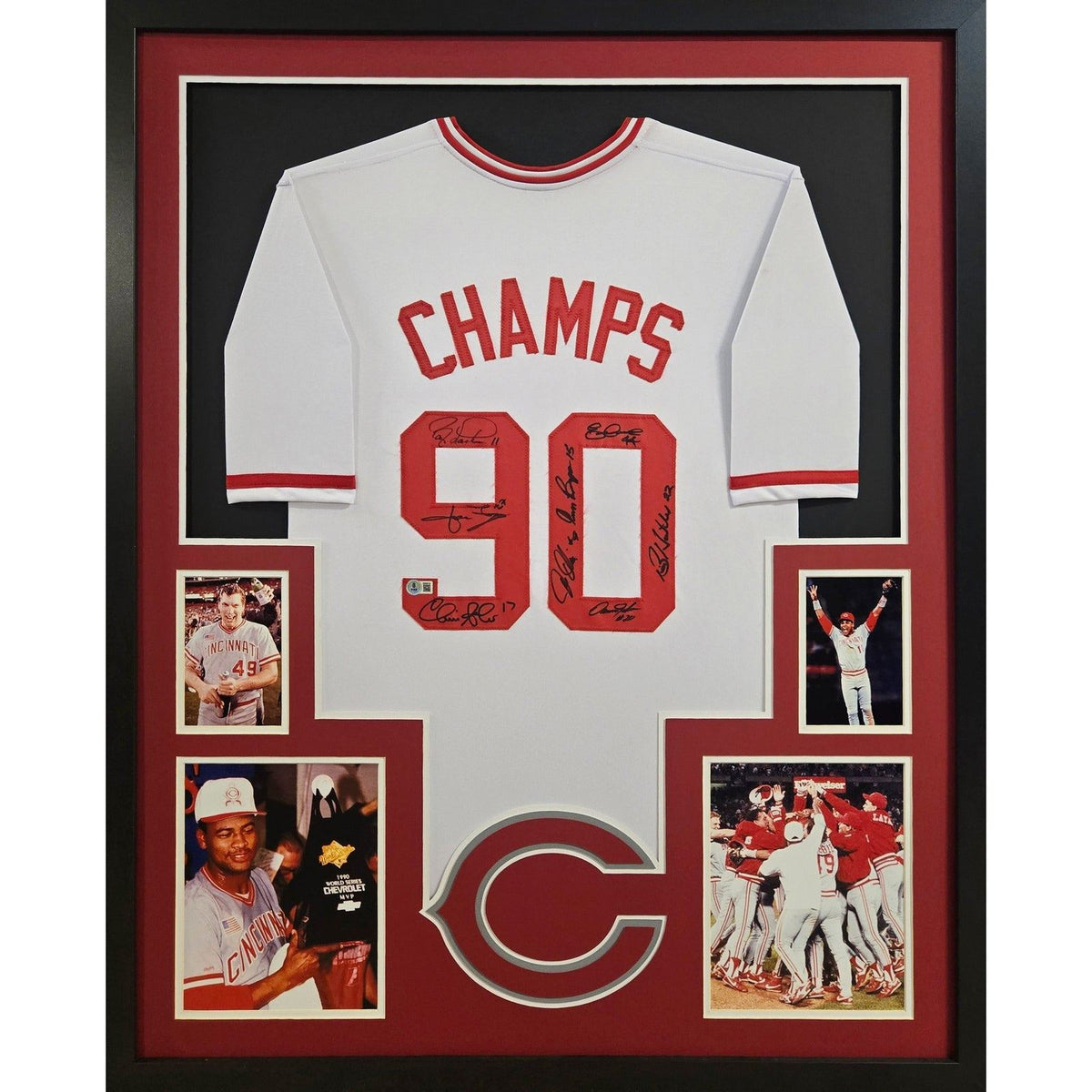 Cincinnati Reds Signed Framed Jersey Beckett Autographed 1990 Champions