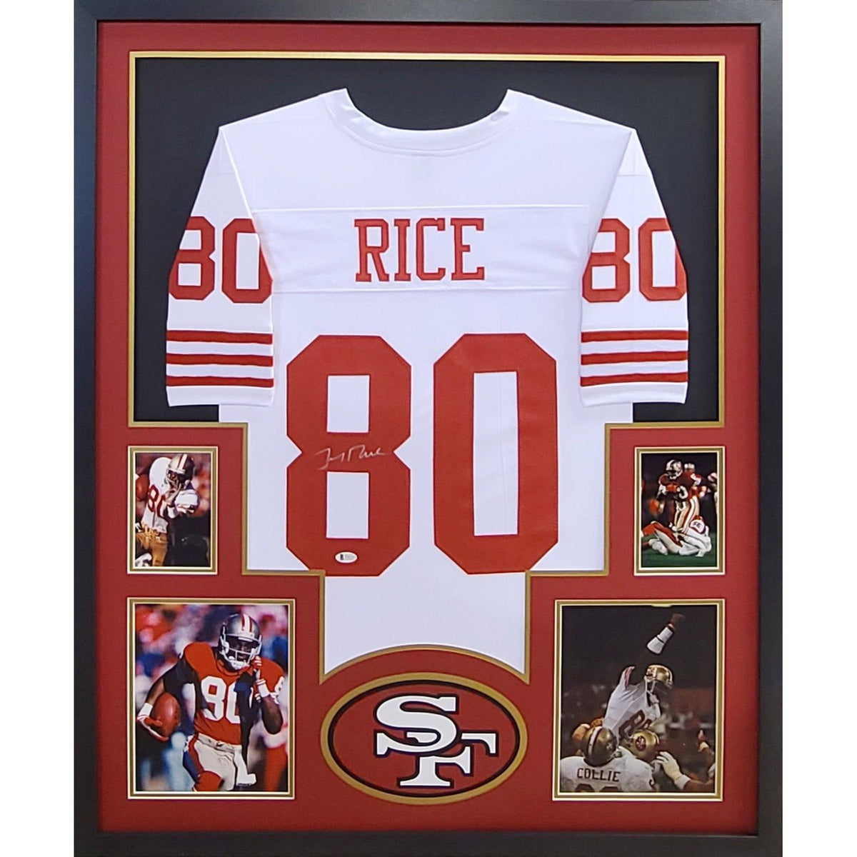 Jerry Rice Signed Framed White Jersey Beckett Autographed San Francisco 49ers