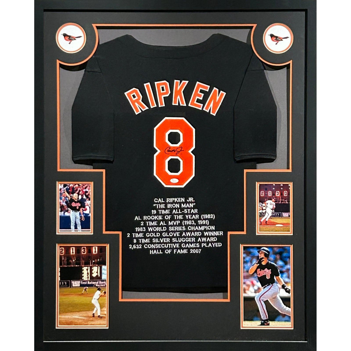 Cal Ripken Framed Signed Black Stat Jersey JSA Autographed Baltimore Orioles