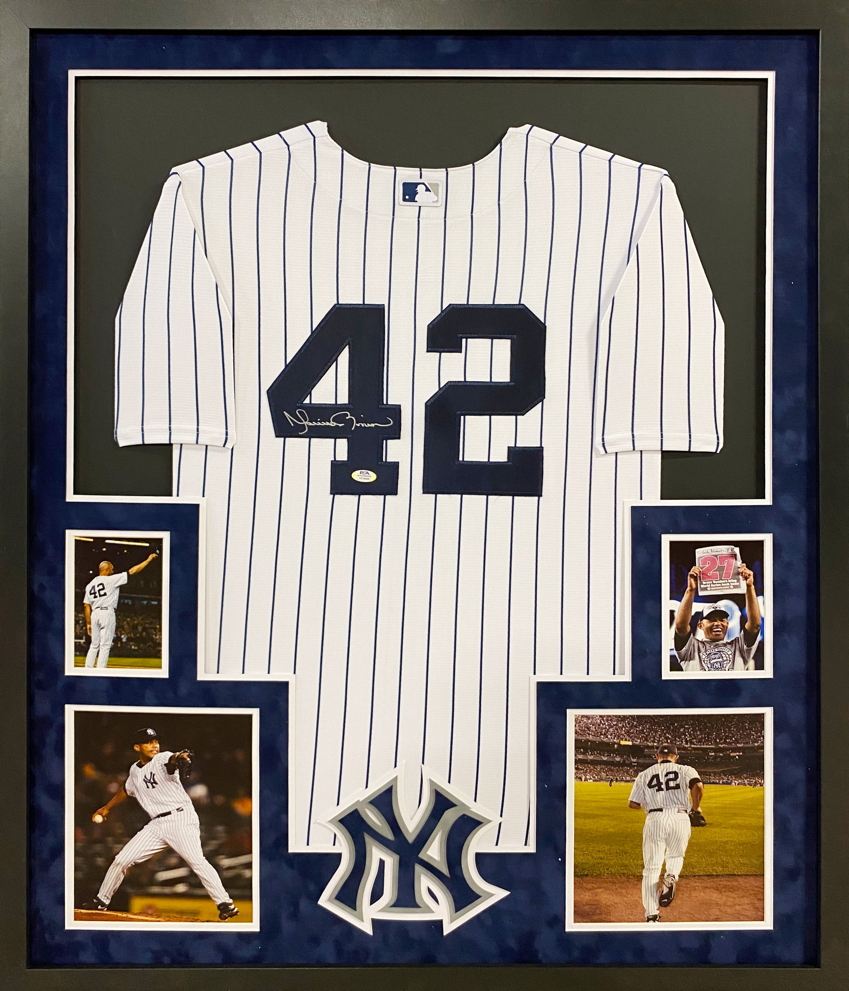 Mariano Rivera Signed Yankees 35 x 43 Custom Framed Jersey (PSA COA)