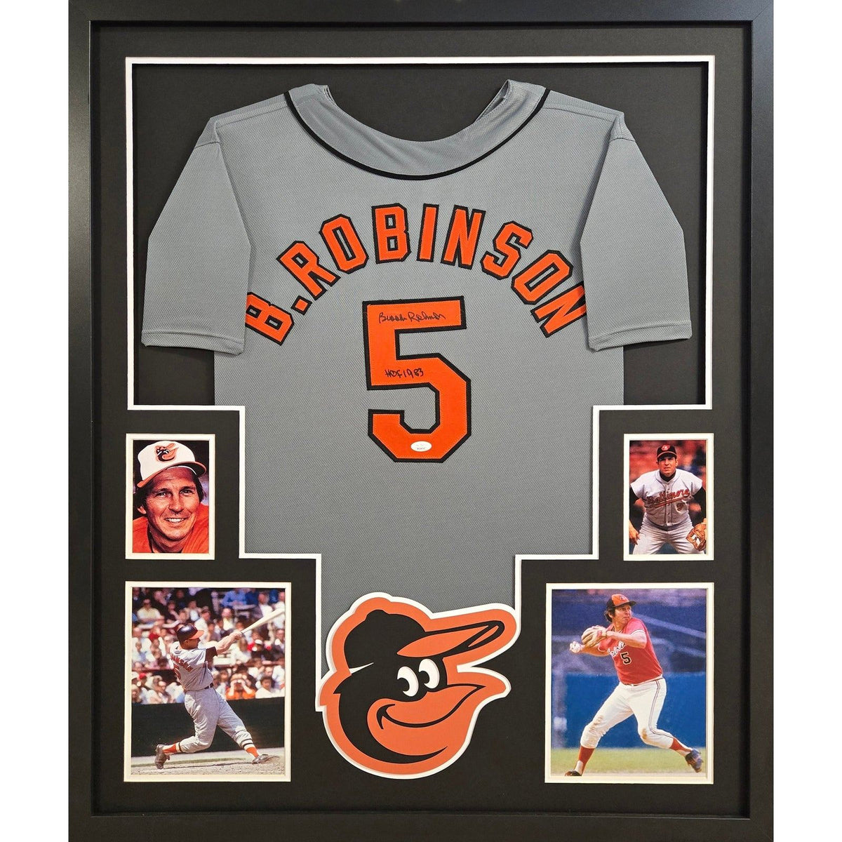 Brooks Robinson Signed Framed Grey Jersey JSA Autographed Baltimore Orioles