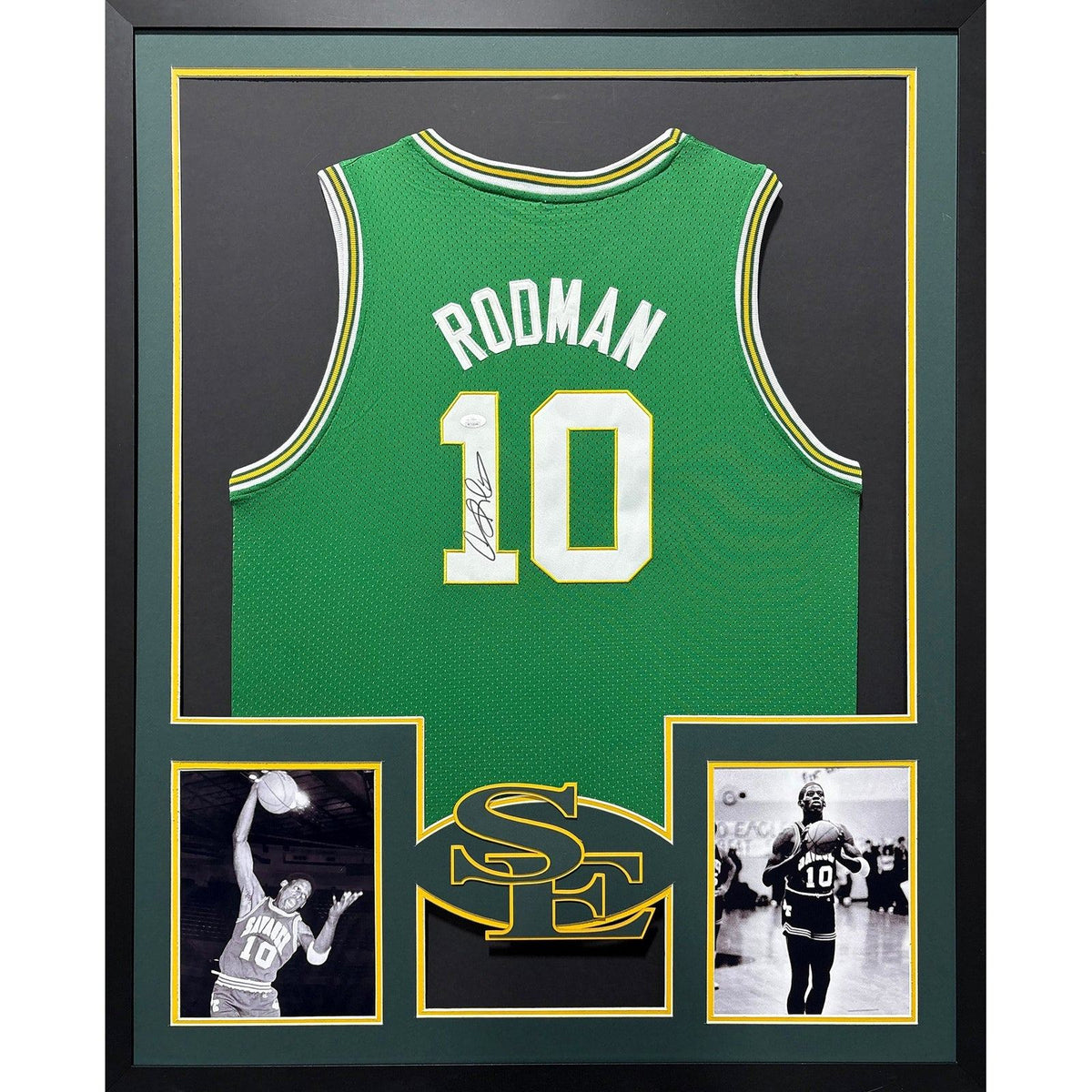 Dennis Rodman Signed Framed College Jersey JSA Autographed SE Oklahoma