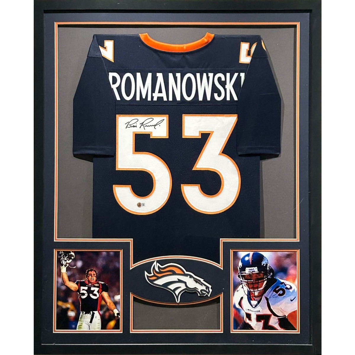 Bill Romanowski Denver Broncos Signed Framed Jersey Beckett Autographed