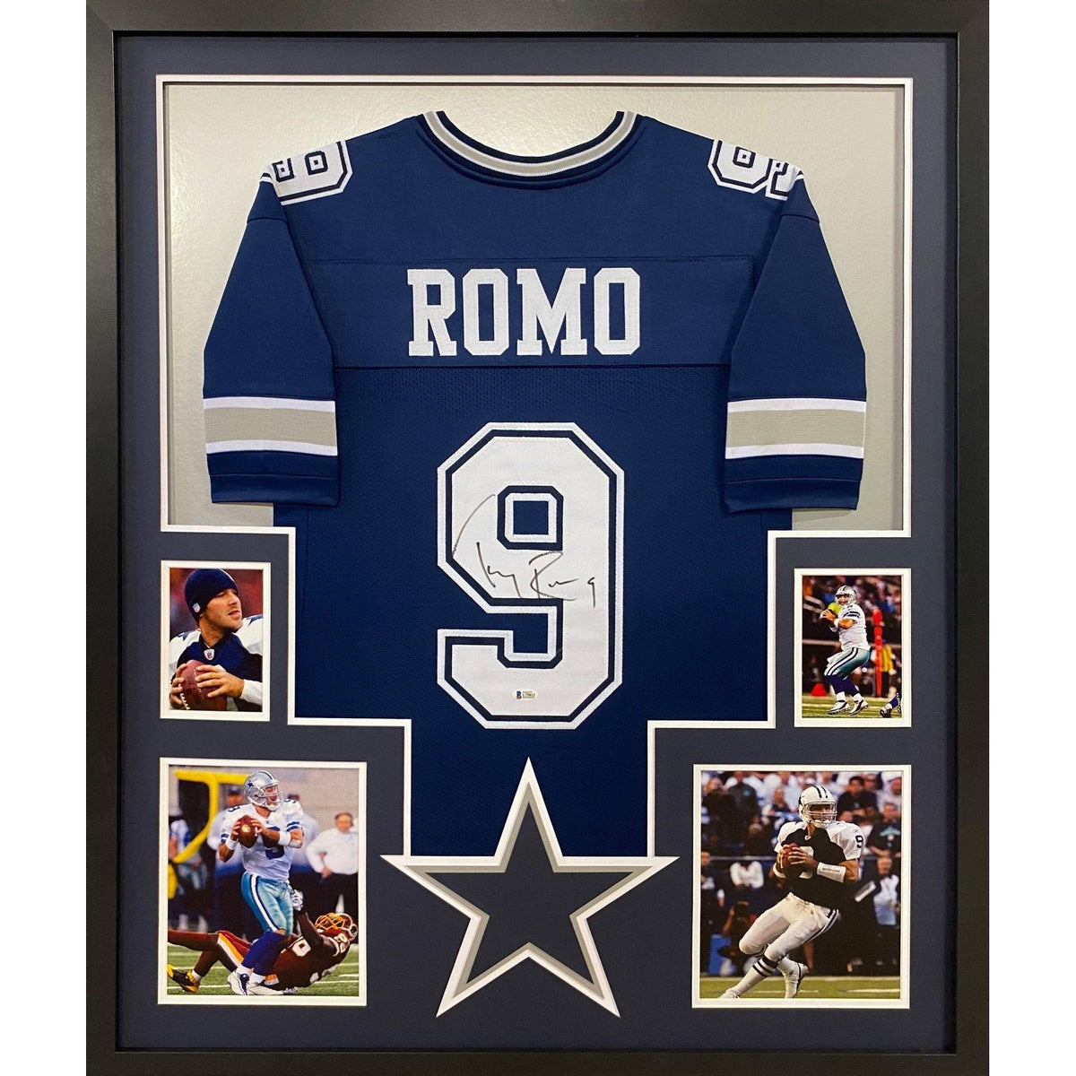 Tony Romo Framed Signed Jersey Beckett Authenticated Autographed Dallas Cowboys
