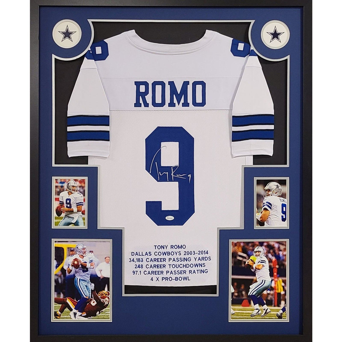 Tony Romo Framed Signed Stat Jersey JSA Autographed Dallas Cowboys