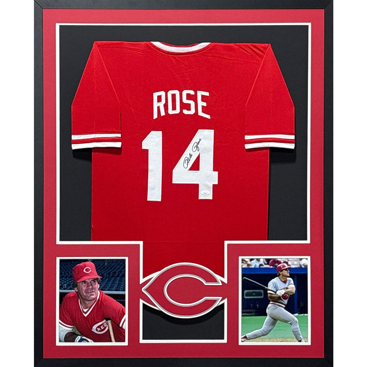 Pete Rose Framed Signed Red Jersey JSA Autographed Cincinnati Reds