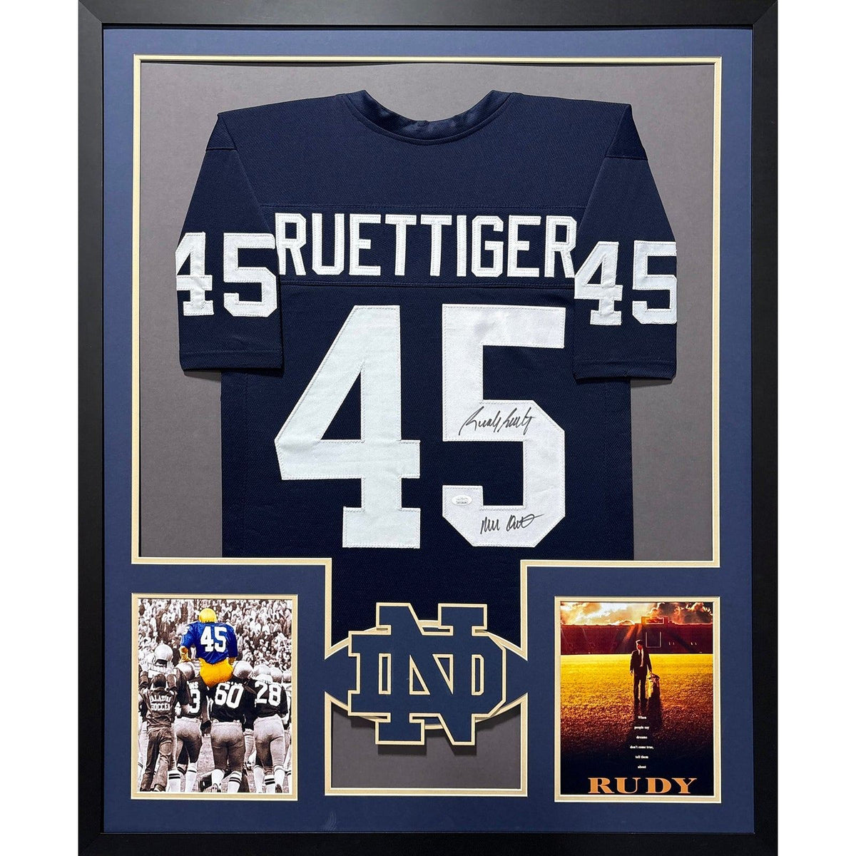 Rudy Ruettiger Framed Signed Movie Jersey JSA Autographed Notre Dame ND