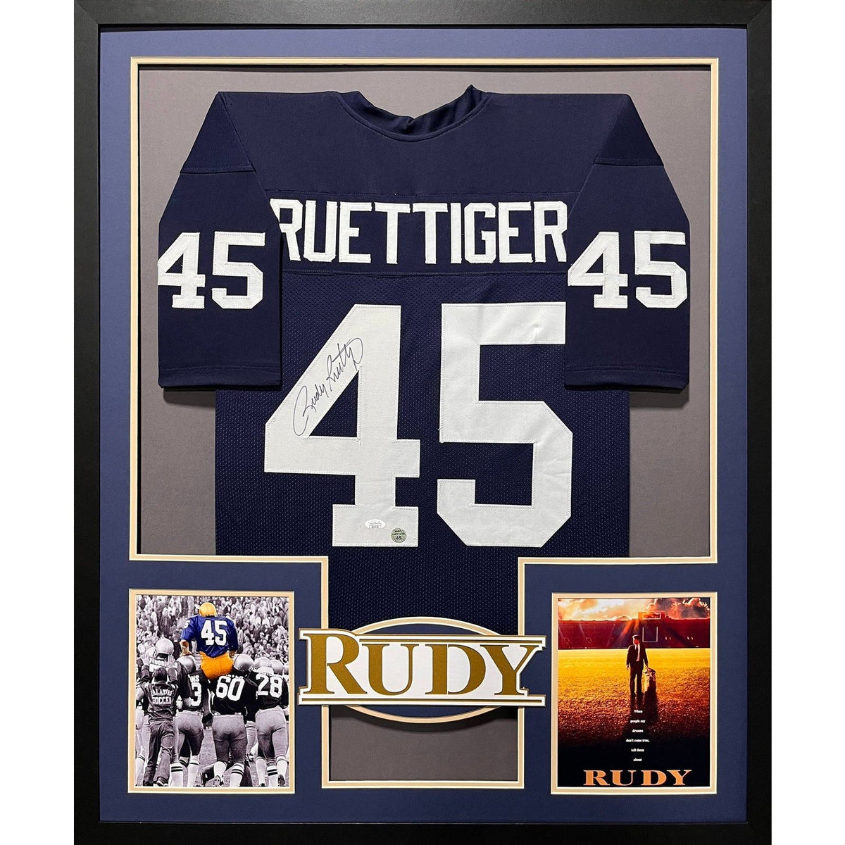 Rudy Ruettiger Framed Signed Movie Jersey JSA Autographed Notre Dame