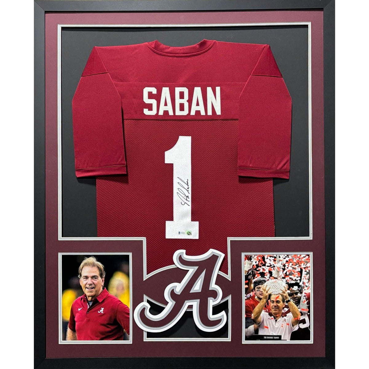 Nick Saban Framed Signed Jersey Beckett Autographed Alabama