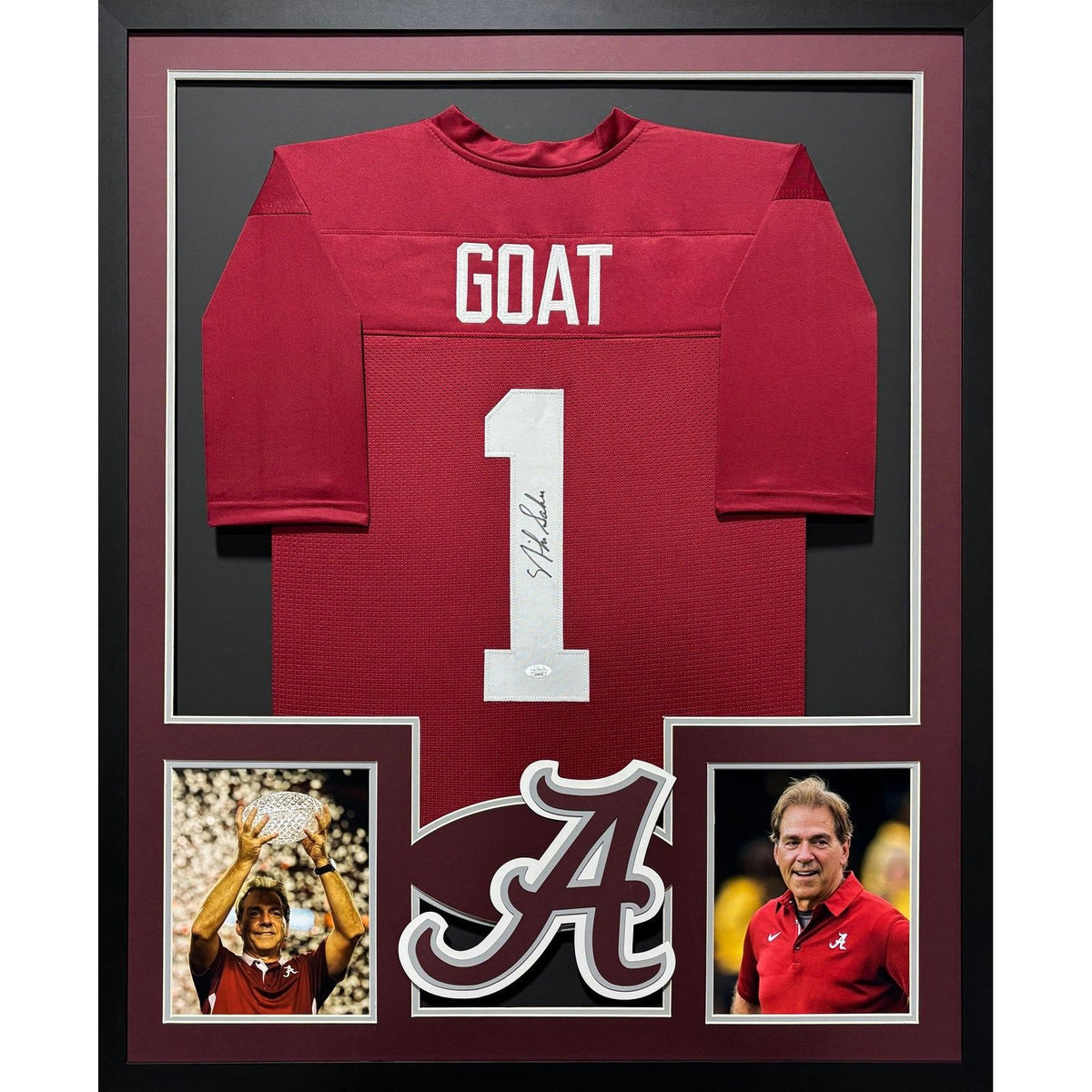 Nick Saban Framed Signed GOAT Jersey Beckett Autographed Alabama