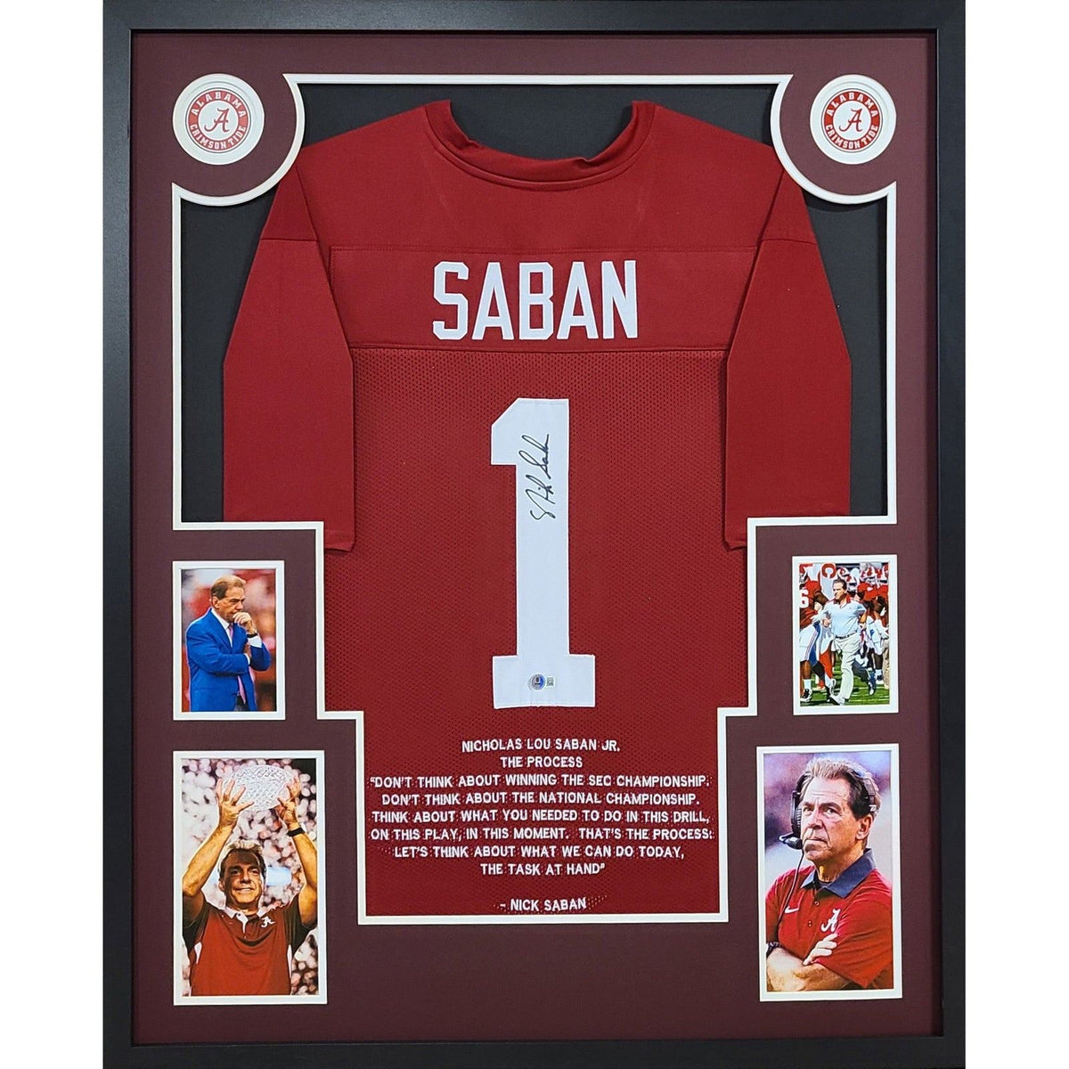 Nick Saban Stat Framed Signed Jersey Beckett Autographed Alabama Process