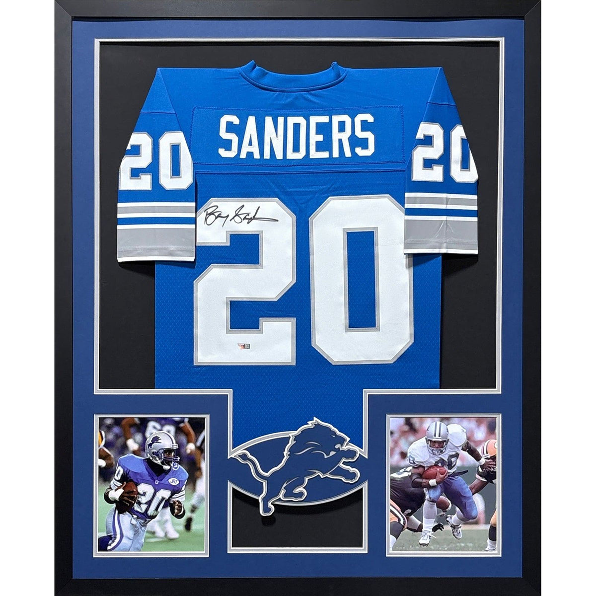 Barry Sanders Signed Framed Jersey Fanatics Autographed Detroit Lions 2P