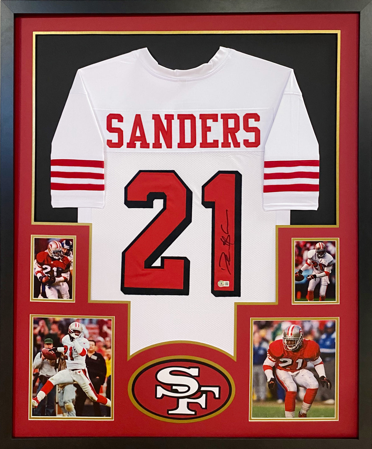 Deion Sanders Framed Signed San Francisco 49ers Jersey Beckett Autographed