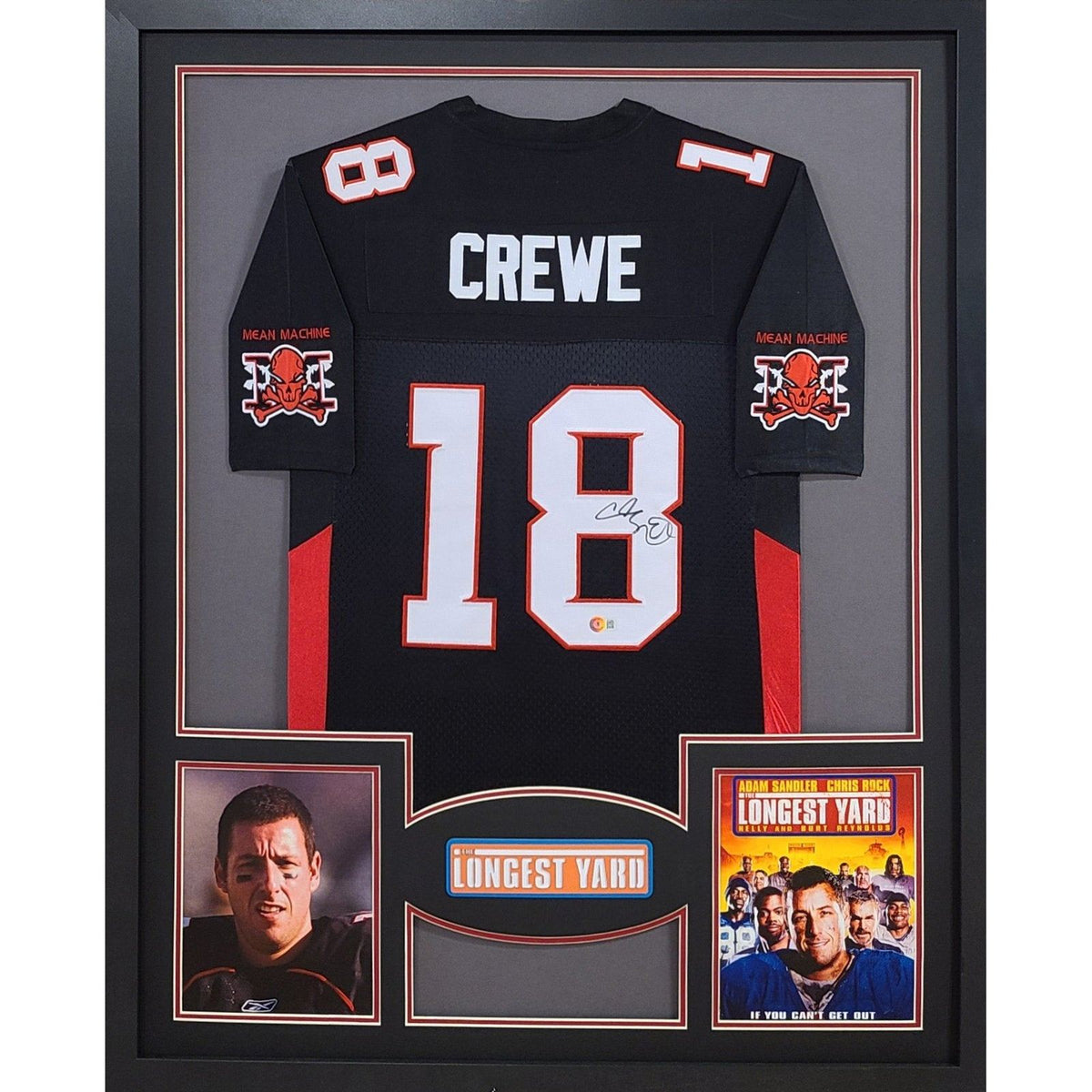 Adam Sandler Framed Signed Jersey Beckett COA The Longest Yard Crewe