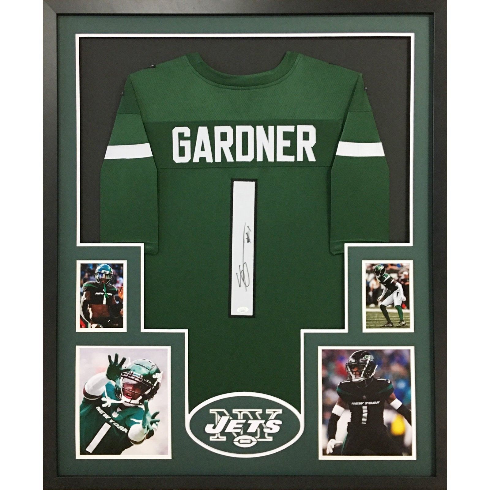 Sauce Gardner Signed Framed Green Jersey JSA Autographed New York Jets