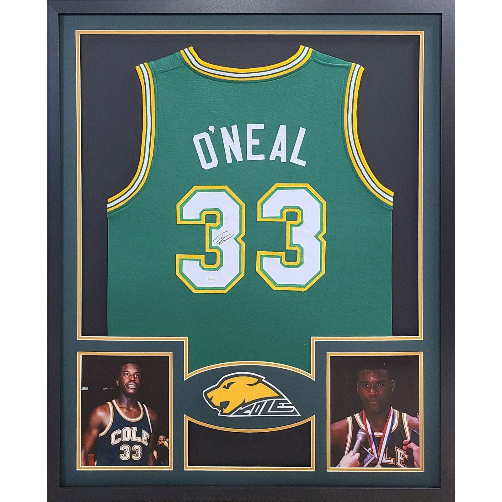 Shaquille O'Neal Signed Framed Jersey JSA Autographed Cole High School Shaq