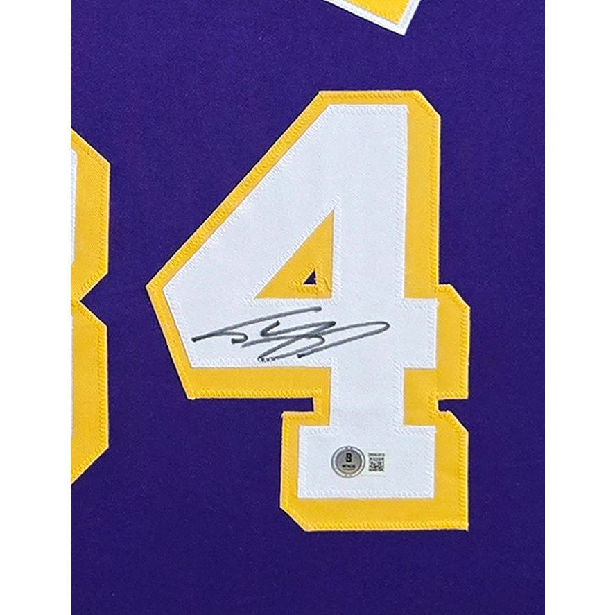 Shaq O'Neal Signed Framed Purple Jersey Beckett Autographed Lakers LA