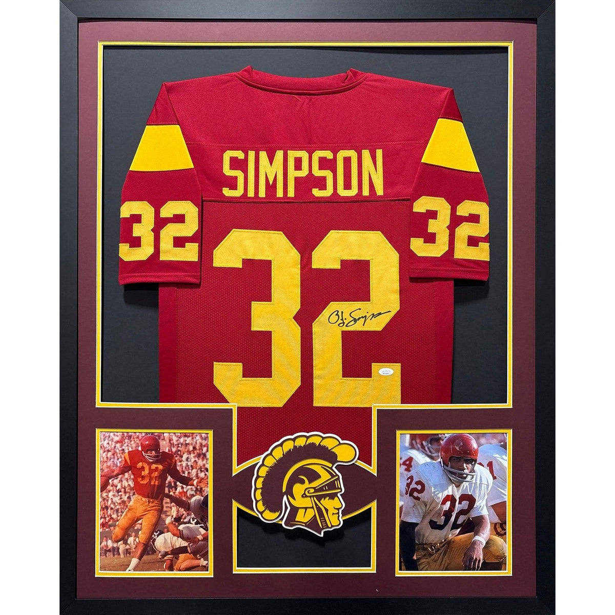 O.J. Simpson Framed Signed Maroon Jersey JSA Autographed USC