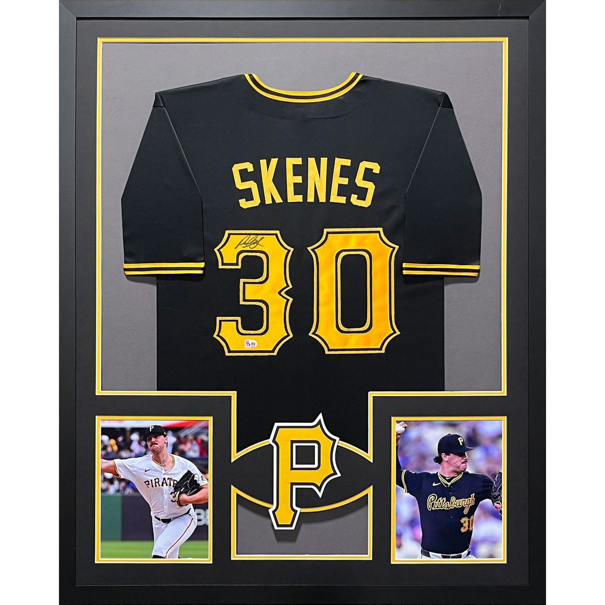 Paul Skenes Signed Framed Black Jersey MLB COA Autographed Pirates