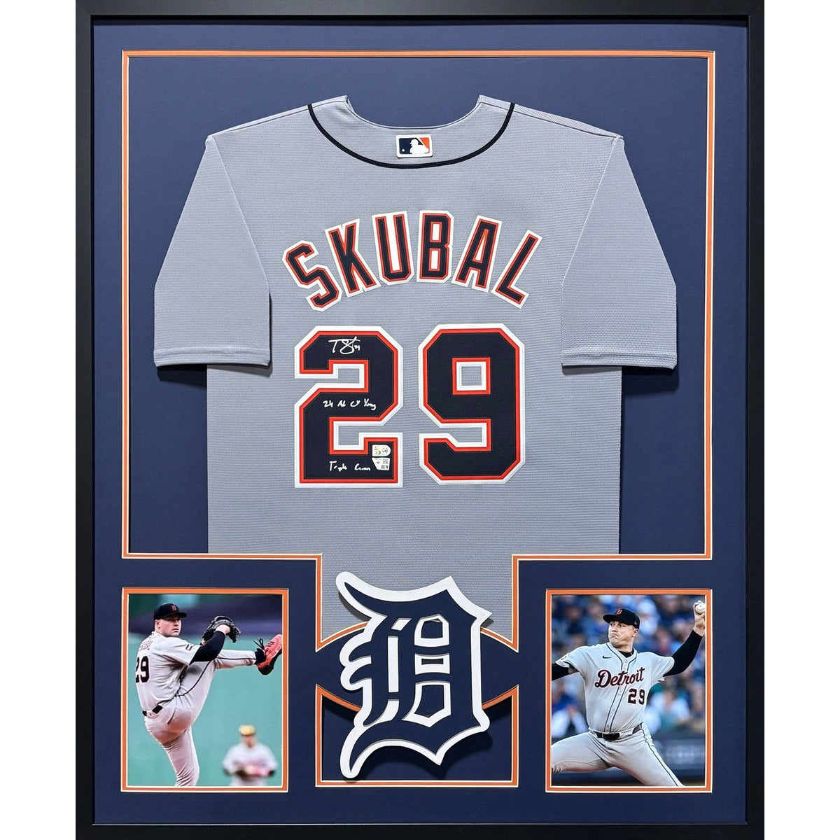 Tarik Skubal Framed Signed Tigers Grey Jersey Autographed Fanatics