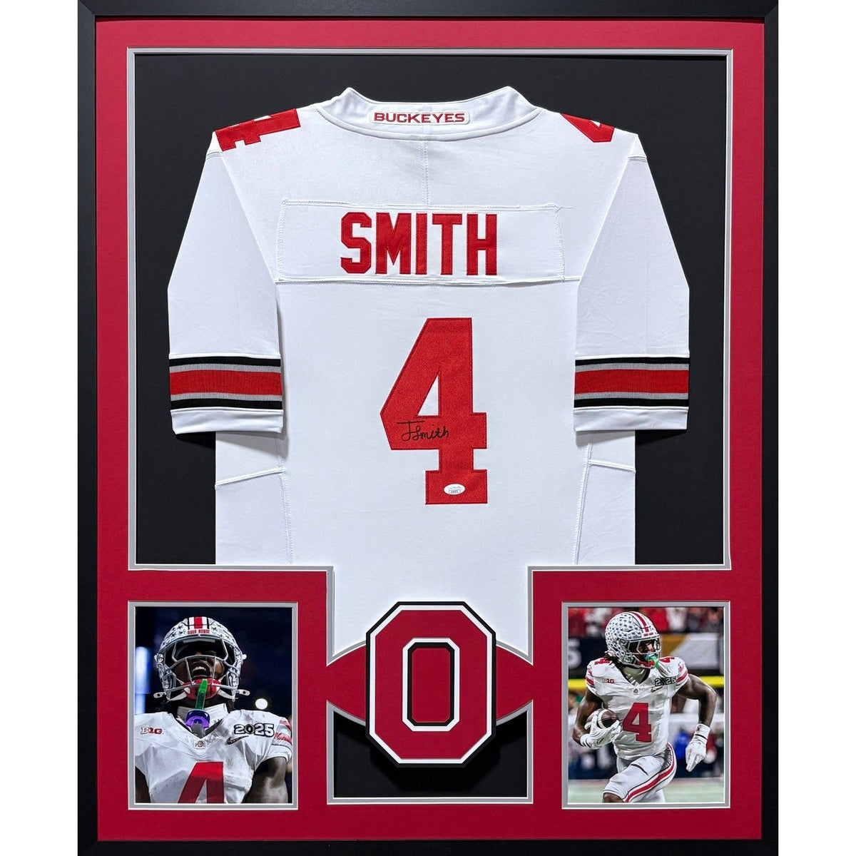 Jeremiah Smith Signed Framed White Jersey JSA Autographed Ohio State