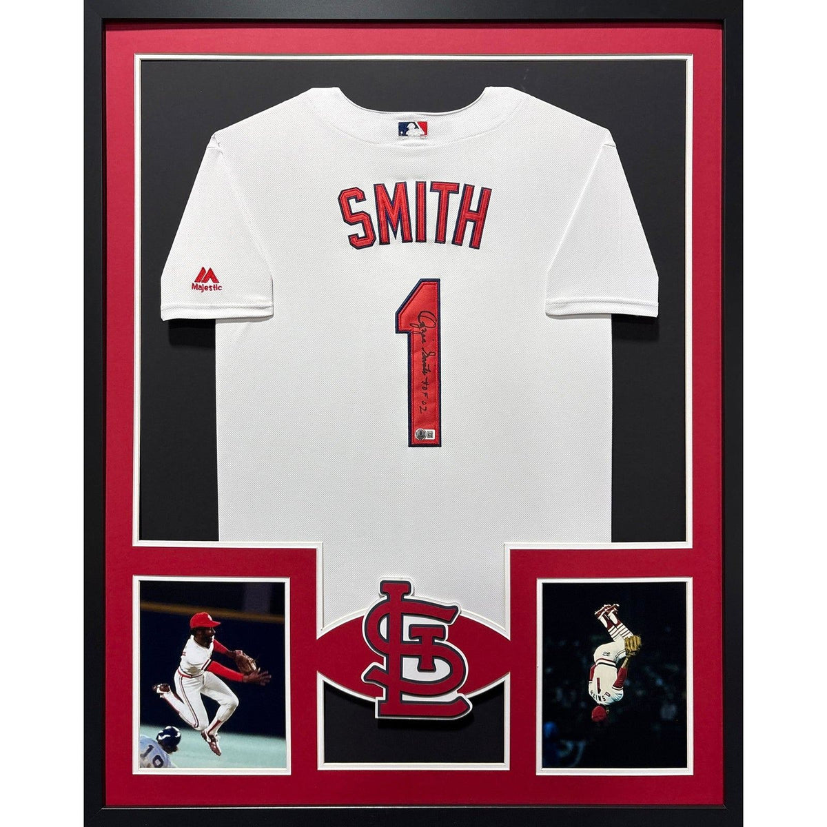 Ozzie Smith Signed Framed Jersey Beckett COA Autographed St. Louis Cardinals